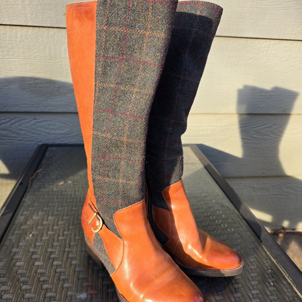 Born Tan and Black Over the Knee Boots